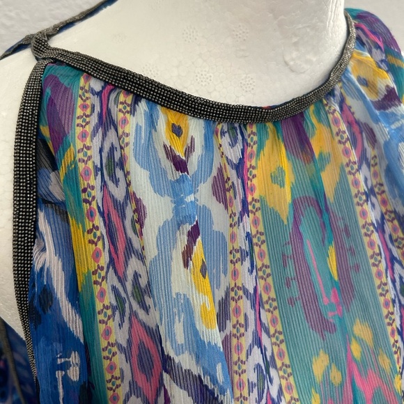 Zara Blue and Purple Patterned Blouse size Xl - Picture 3 of 9